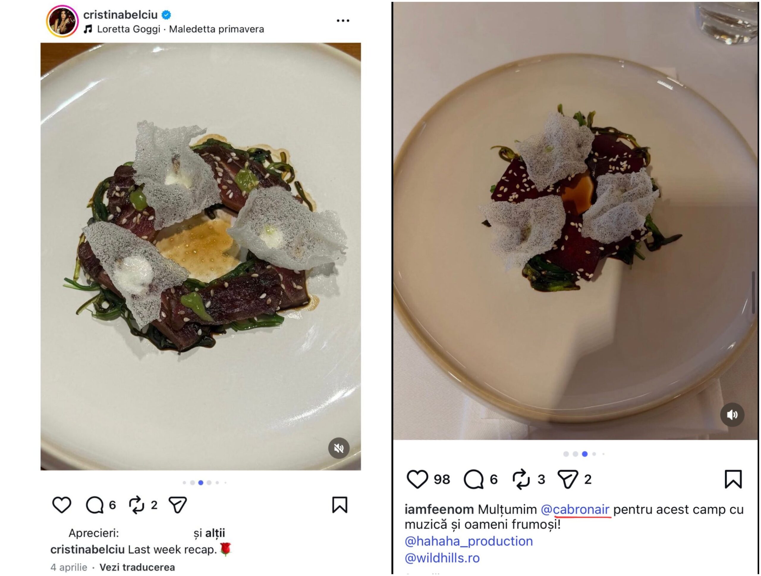 Cristina Belciu și Cabron, în aceeași locație în urmă cu trei săptămâni