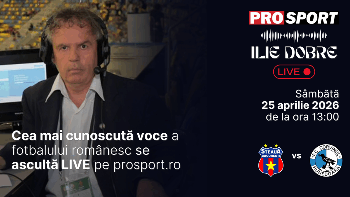 Imagine Stire Ilie Dobre comentează LIVE pe ProSport.ro meciul Steaua – Corvinul Hunedoara, sâmbătă, 25 aprilie 2026, de la ora 13:00 | 2review.ro
