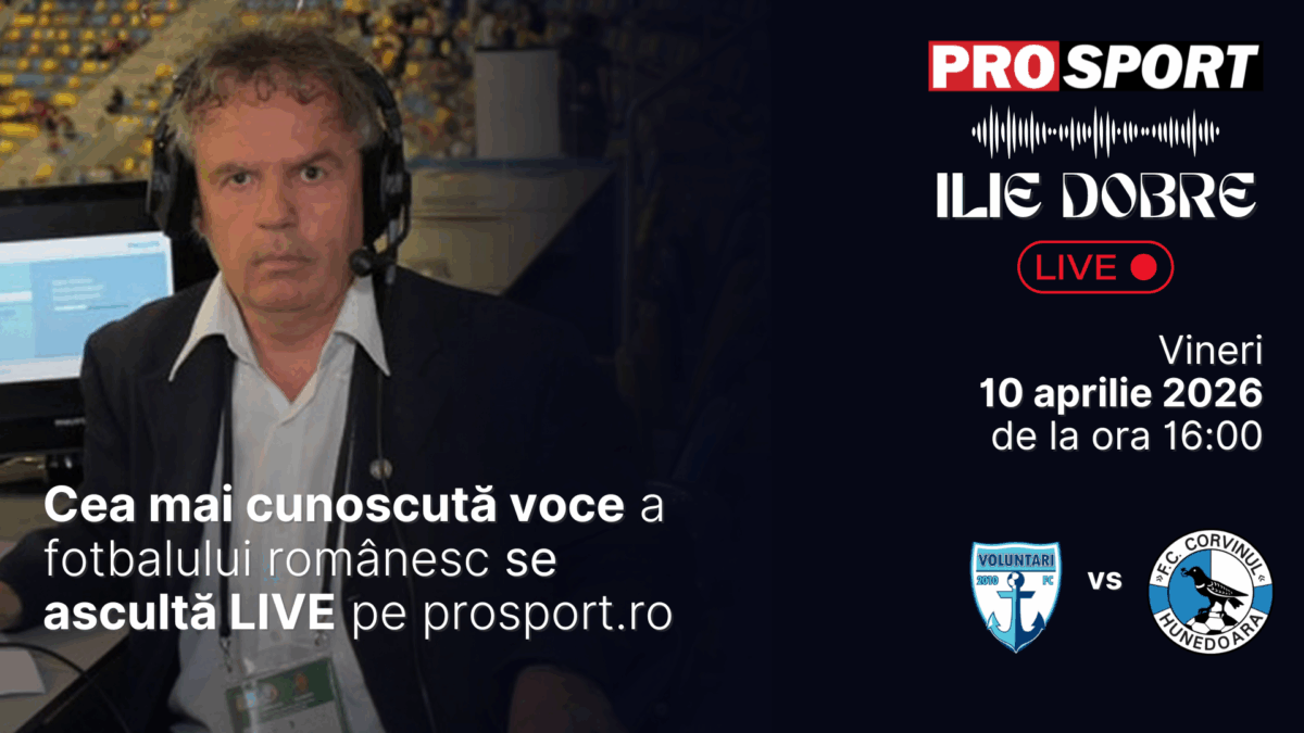 Imagine Stire Ilie Dobre comentează LIVE pe ProSport.ro meciul F.C. Voluntari – Corvinul Hunedoara, vineri, 10 aprilie 2026, de la ora 16:00 | 2review.ro