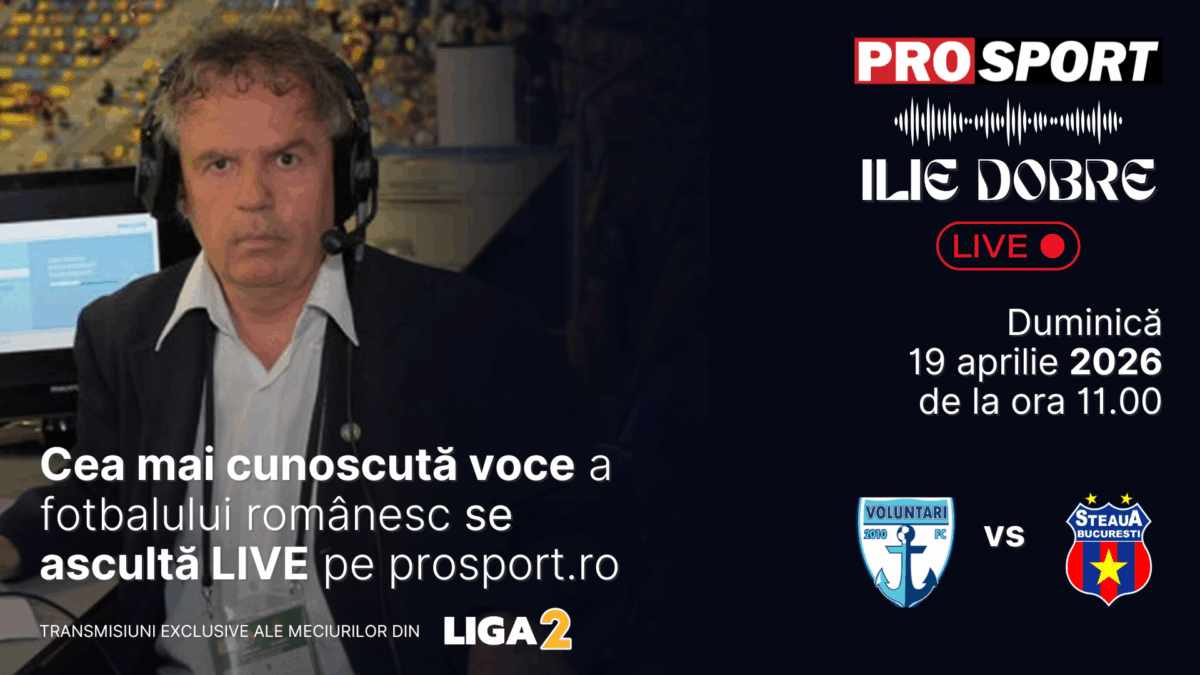 Imagine Stire Ilie Dobre comentează LIVE pe ProSport.ro meciul F.C. Voluntari – Steaua, duminică, 19 aprilie 2026, de la ora 11:00 | 2review.ro
