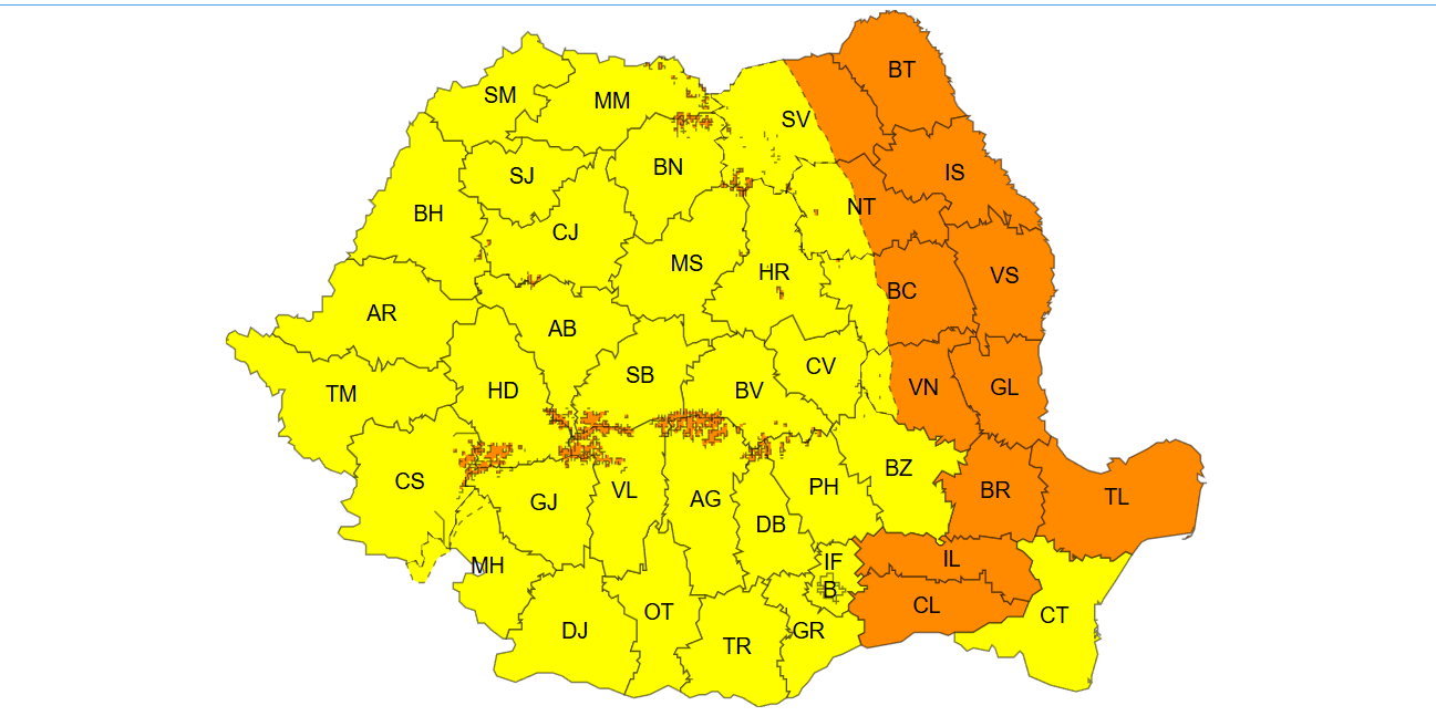 Cod galben de vânt puternic. Sursa foto: ANM