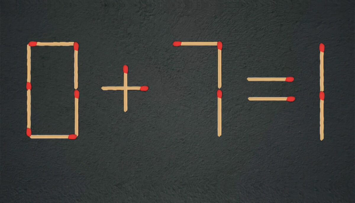Imagine Stire Test de inteligență | Mutați un singur chibrit pentru a corecta 0 + 7 = 1 | 2review.ro