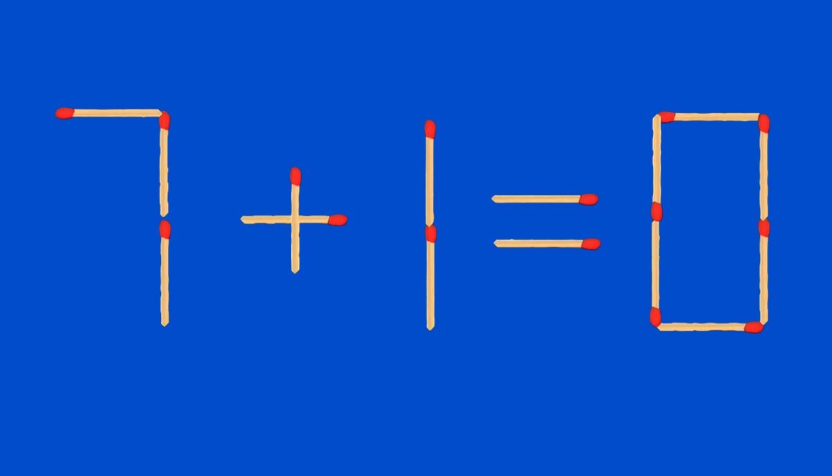 Imagine Stire Test IQ exclusiv pentru genii | 7+1=0 este greșit. Pentru a corecta egalitatea, mutați un singur chibrit | 2review.ro