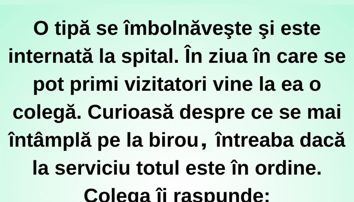 Imagine Stire BANC | O tipă se îmbolnăvește și este internată la spital | 2review.ro