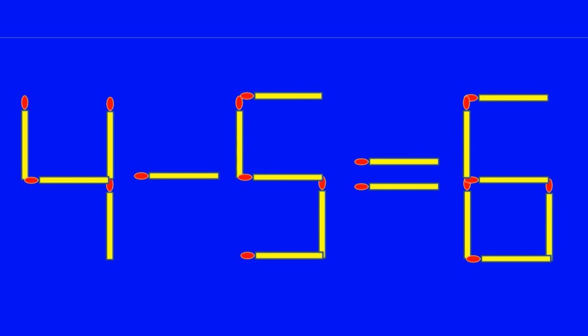 Imagine Stire Test IQ cu chibrituri | Corectați 4 – 5 = 6, mutând un singur băț | 2review.ro