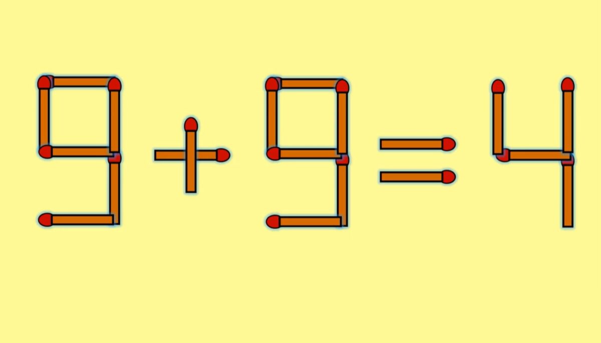 Imagine Stire Test de inteligență | Mutați un singur chibrit pentru a corecta 9 + 9 = 4 | 2review.ro