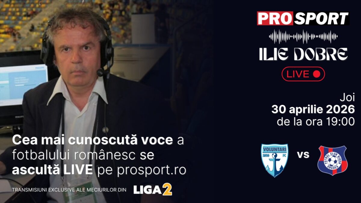 Imagine Stire Ilie Dobre comentează LIVE pe ProSport.ro meciul F.C. Voluntari – F.C. Bihor, joi, 30 aprilie 2026, de la ora 19:00 | 2review.ro