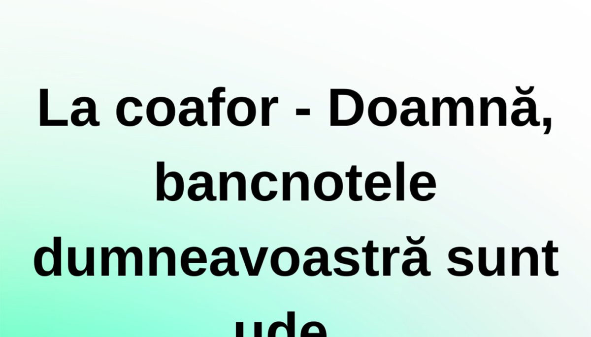 Imagine Stire BANC | La coafor: „Doamnă, bancnotele dumneavoastră sunt ude” | 2review.ro