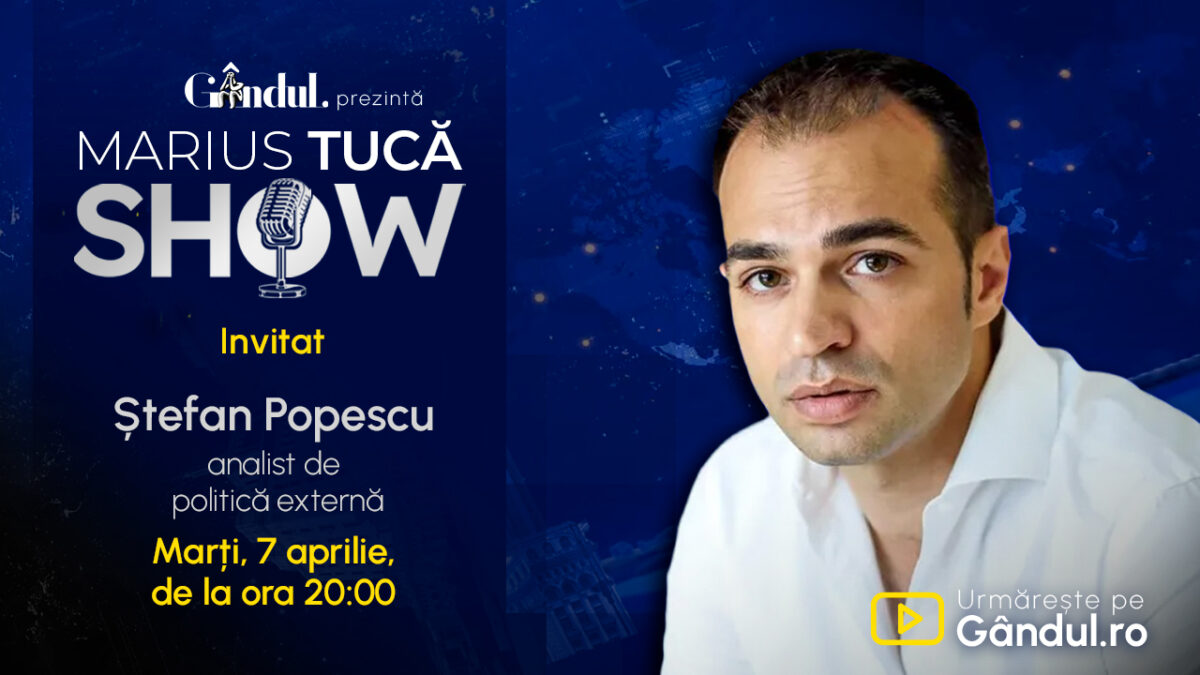 Imagine Stire Marius Tucă Show începe marți, 7 aprilie, de la ora 20.00, live pe Gândul. Invitat: Ștefan Popescu | 2review.ro
