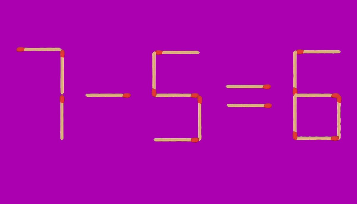 Imagine Stire Test IQ cu chibrituri | Corectați 7 – 5 = 6, mutând un singur băț | 2review.ro