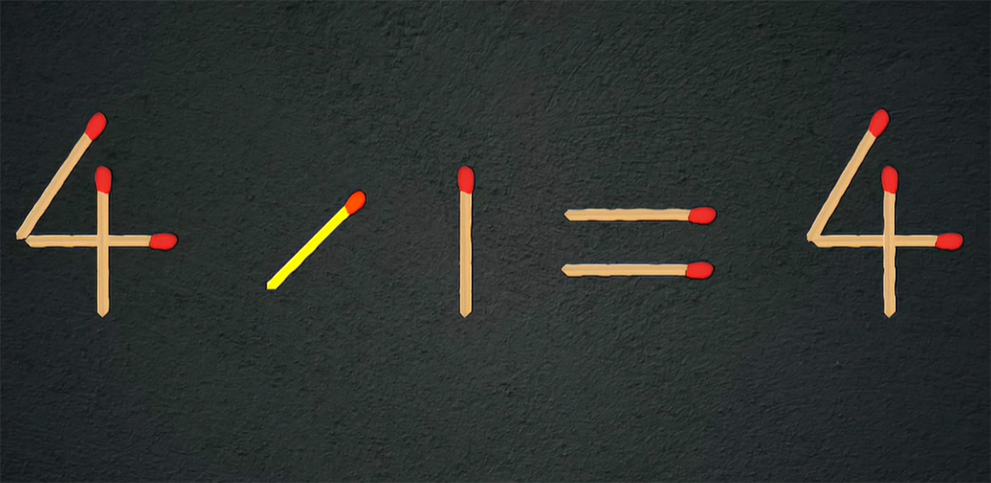 Test IQ exclusiv pentru genii | 4-1=4 este greșit. Pentru a corecta egalitatea, mutați un singur chibrit