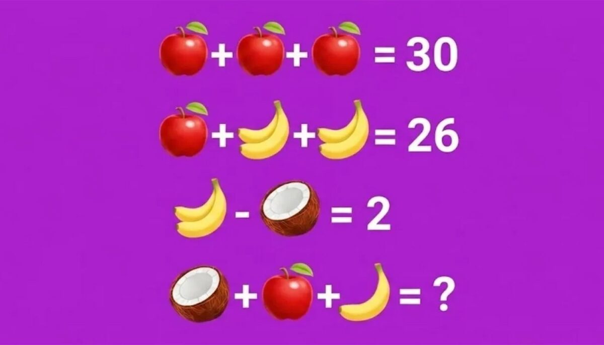 Imagine Stire Test de inteligență | Rezolvați ecuația: Cât fac un cocos + un măr + o banană? | 2review.ro