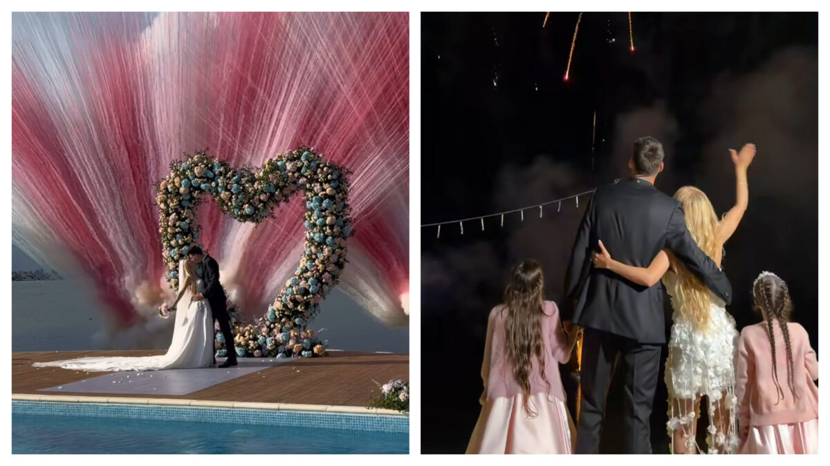 Imagine Stire Foc de artificii fabulos, un tort special și o ținută atipică. Noi imagini de la nunta Andreei Bălan cu Victor Cornea | 2review.ro