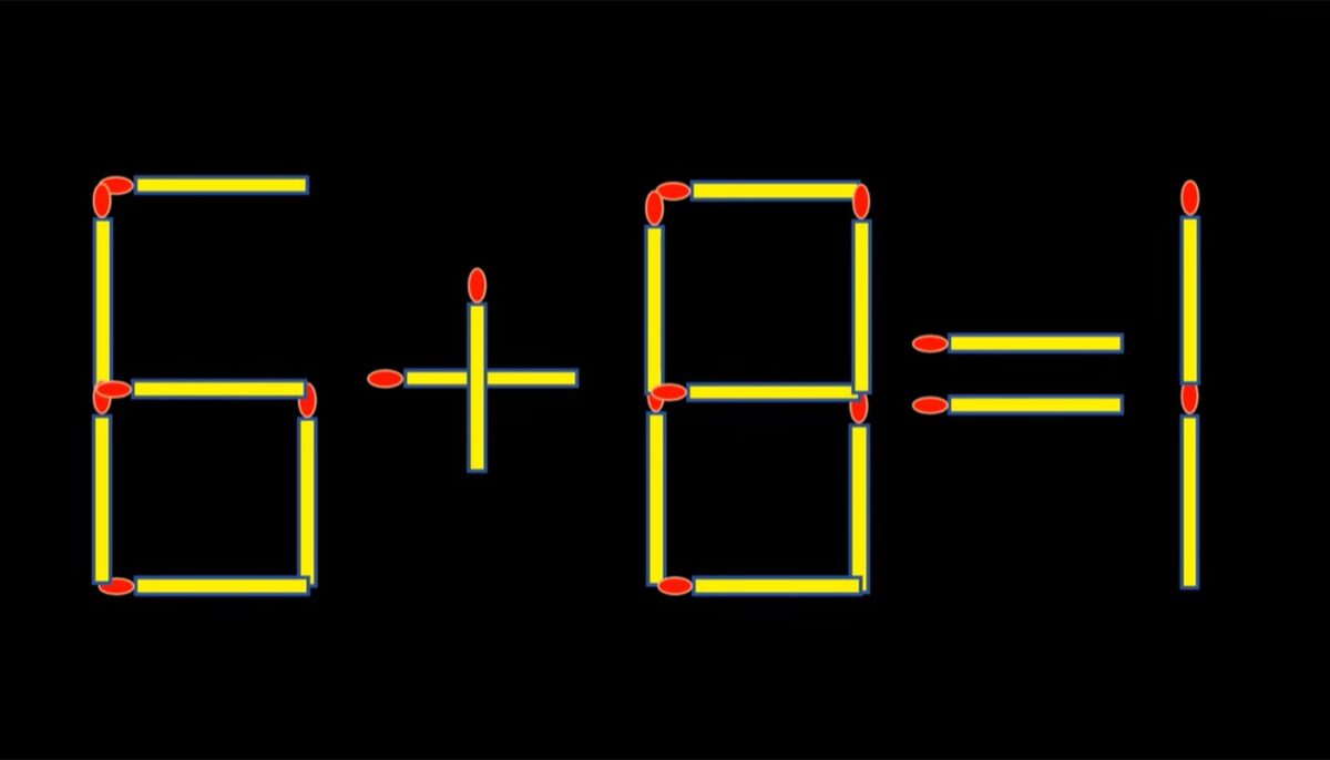 Imagine Stire Test de inteligență | Mutați 2 bețe de chibrit pentru a corecta 6 + 8 = 1 | 2review.ro
