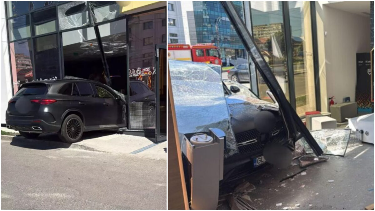 Imagine Stire Accident bizar în Galați! Soția unui fost ministru a intrat cu mașina într-o bancă. O femeie a ajuns la spital | 2review.ro
