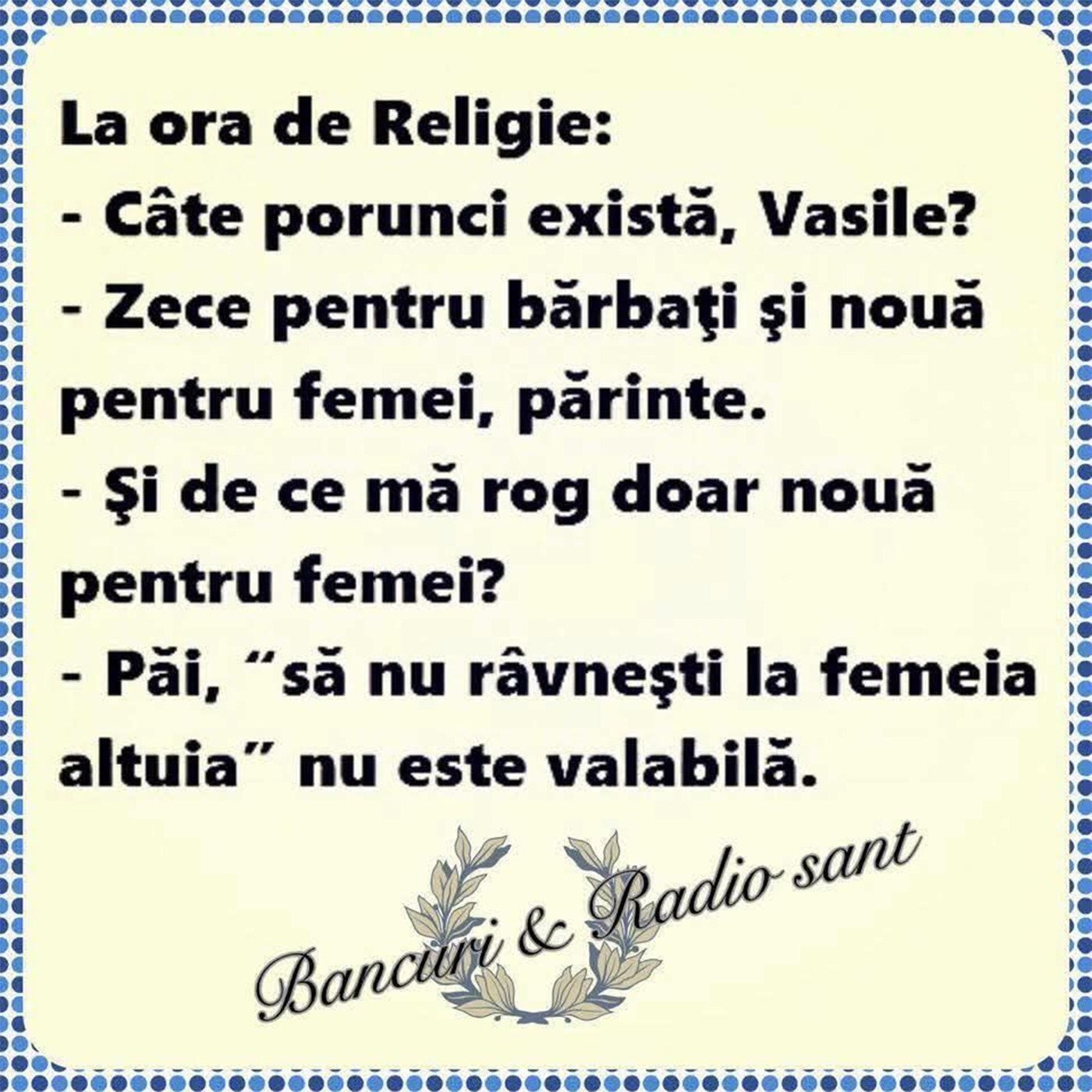 BANCUL ZILEI | La ora de religie: