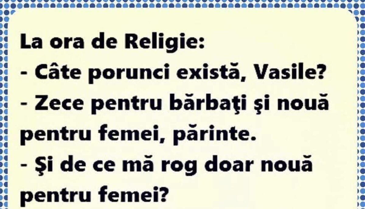 Imagine Stire BANCUL ZILEI | La ora de religie: „Câte porunci există, Vasile?” | 2review.ro
