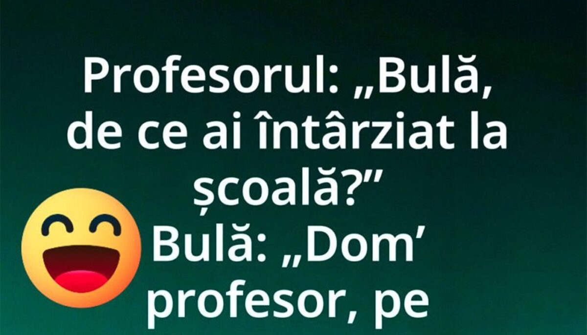 Imagine Stire BANC | Profesorul: „Bulă, de ce ai întârziat la școală?” | 2review.ro