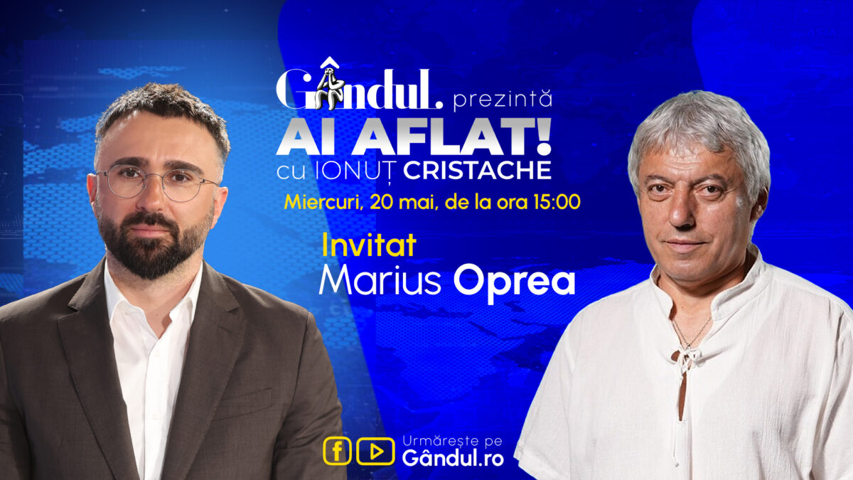 Imagine Stire „Ai Aflat! cu Ionuț Cristache” începe miercuri, 20 mai, de la ora 15.00, live pe Gândul. Invitat: Marius Oprea | 2review.ro