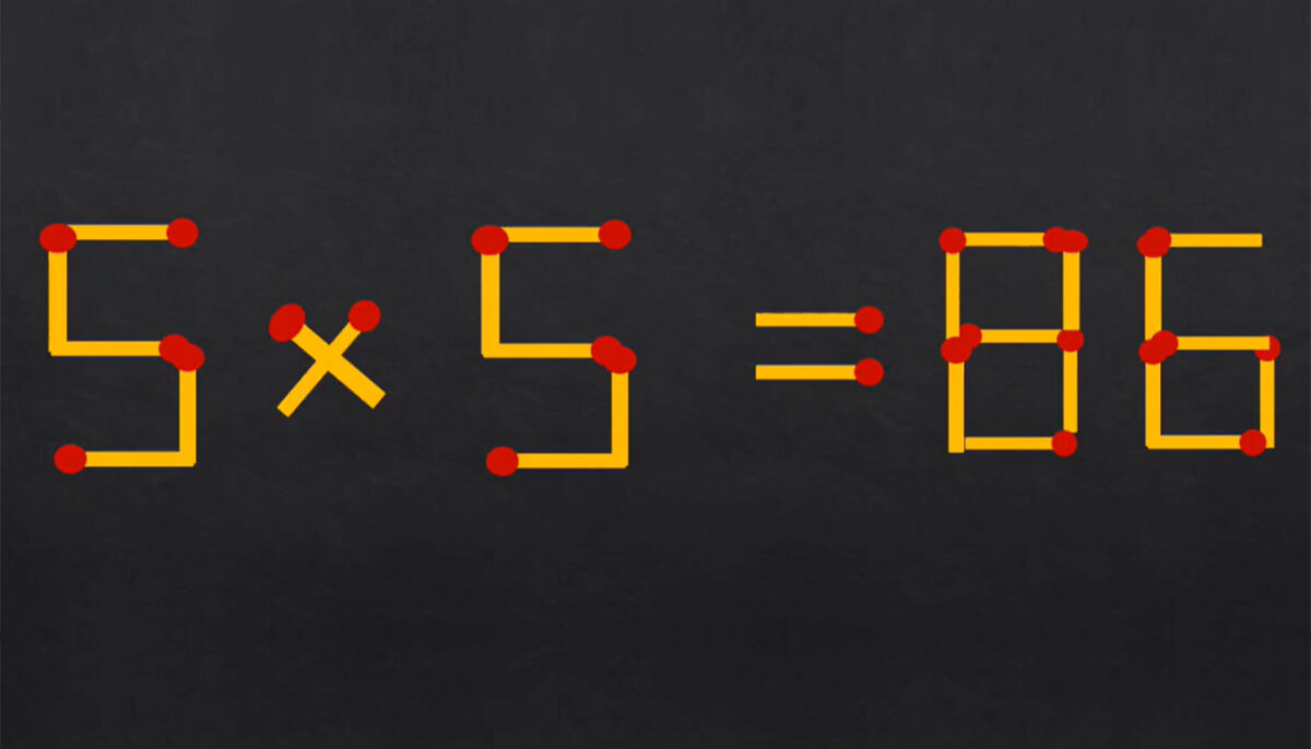Imagine Stire Test IQ exclusiv pentru genii | 5×5=86 este greșit. Pentru a corecta egalitatea, mutați 2 chibruturi | 2review.ro