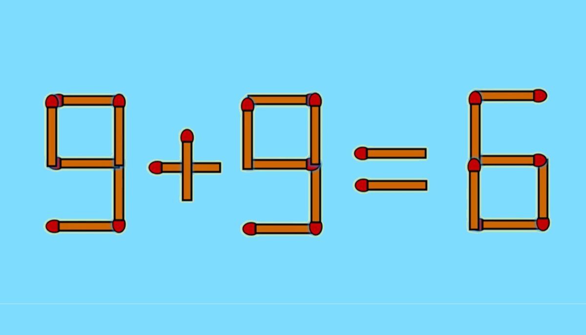 Imagine Stire Test IQ cu chibrituri | Corectați 9 + 9 = 6, mutând un singur băț | 2review.ro