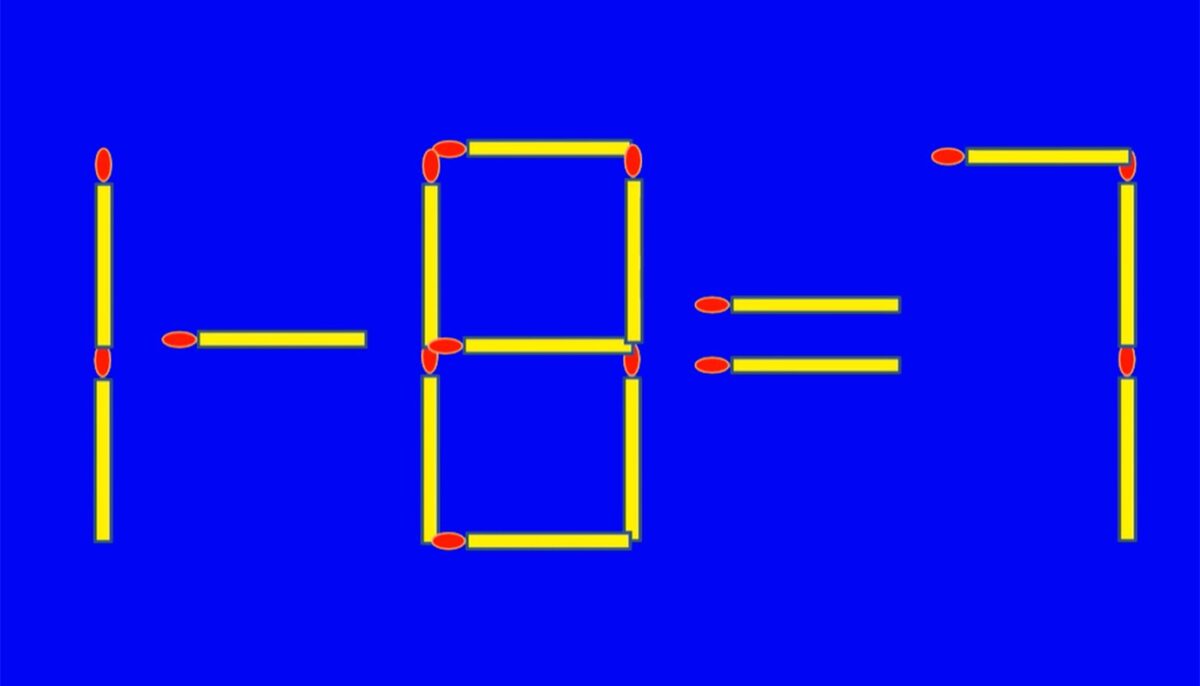 Imagine Stire Test IQ cu chibrituri | Corectați 1 – 8 = 7, mutând un singur băț | 2review.ro