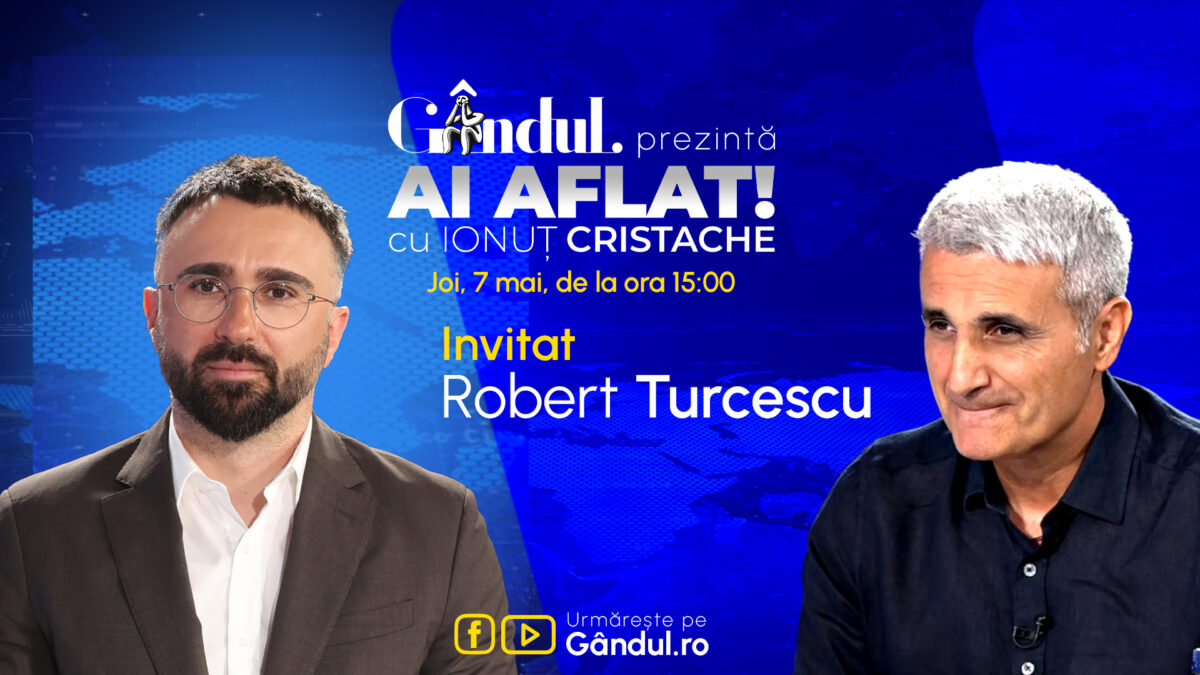 Imagine Stire „Ai Aflat! cu Ionuț Cristache” începe joi, 7 mai, de la ora 15.00, live pe Gândul. Invitat: Robert Turcescu | 2review.ro
