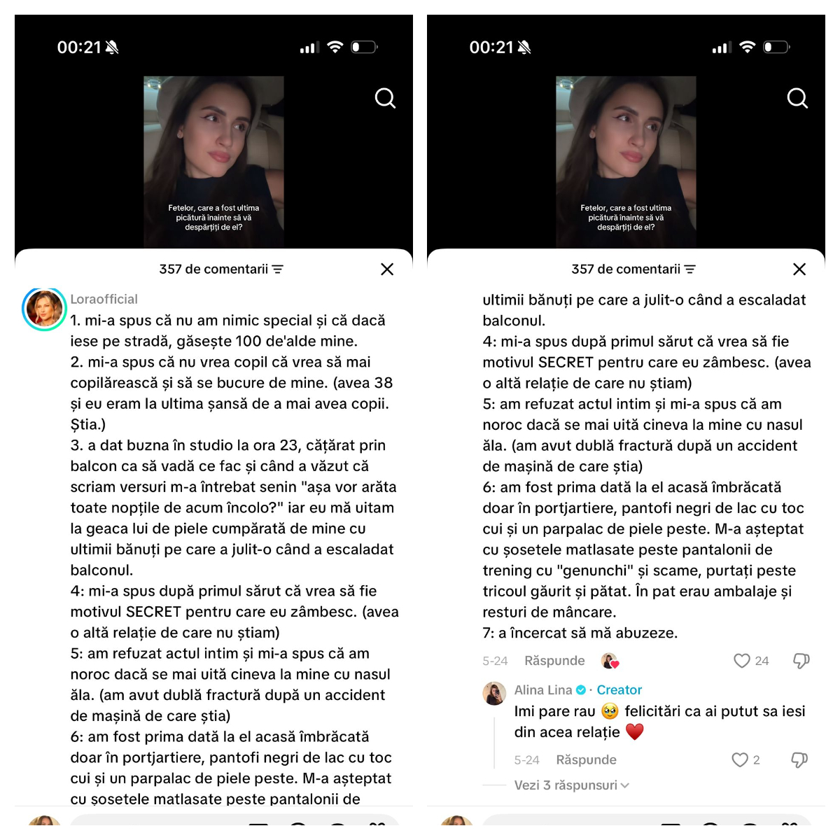 Lora, despre relațiile toxice/ sursa foto: TikTok