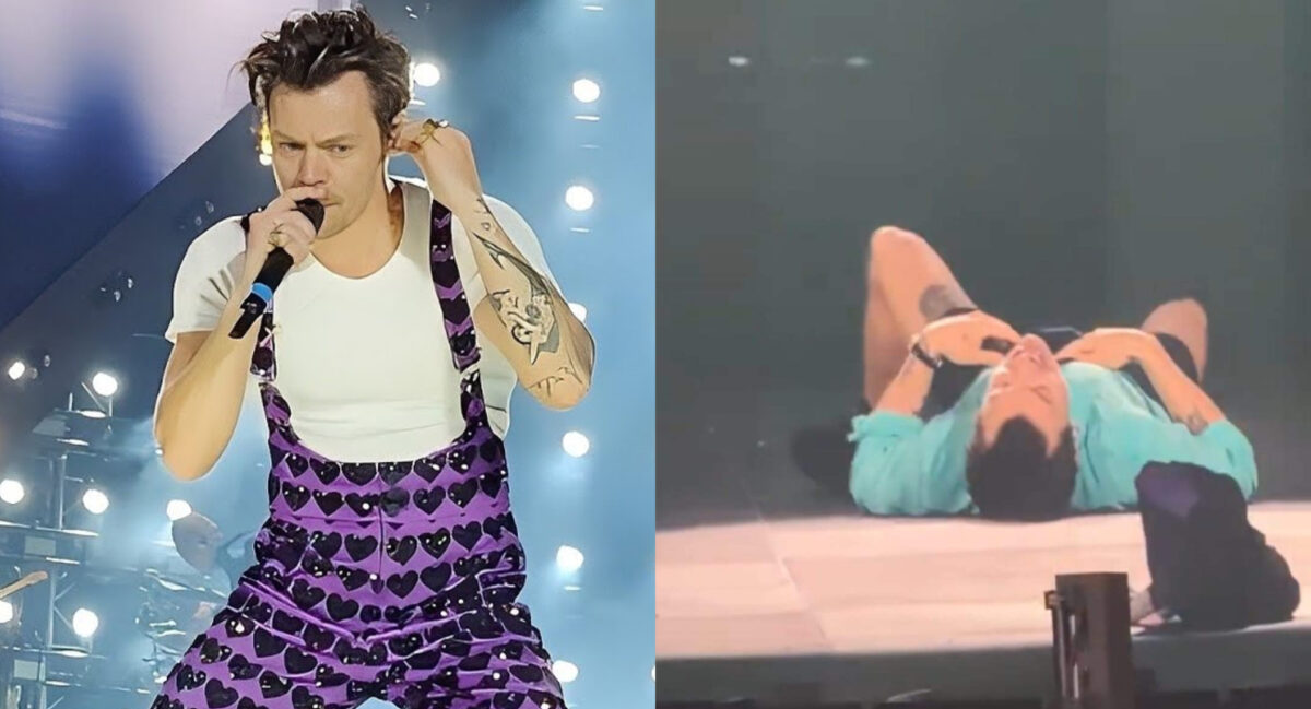 Harry Styles s-a prăbușit pe scenă, după ce s-a înecat cu apă în timpul unui concert