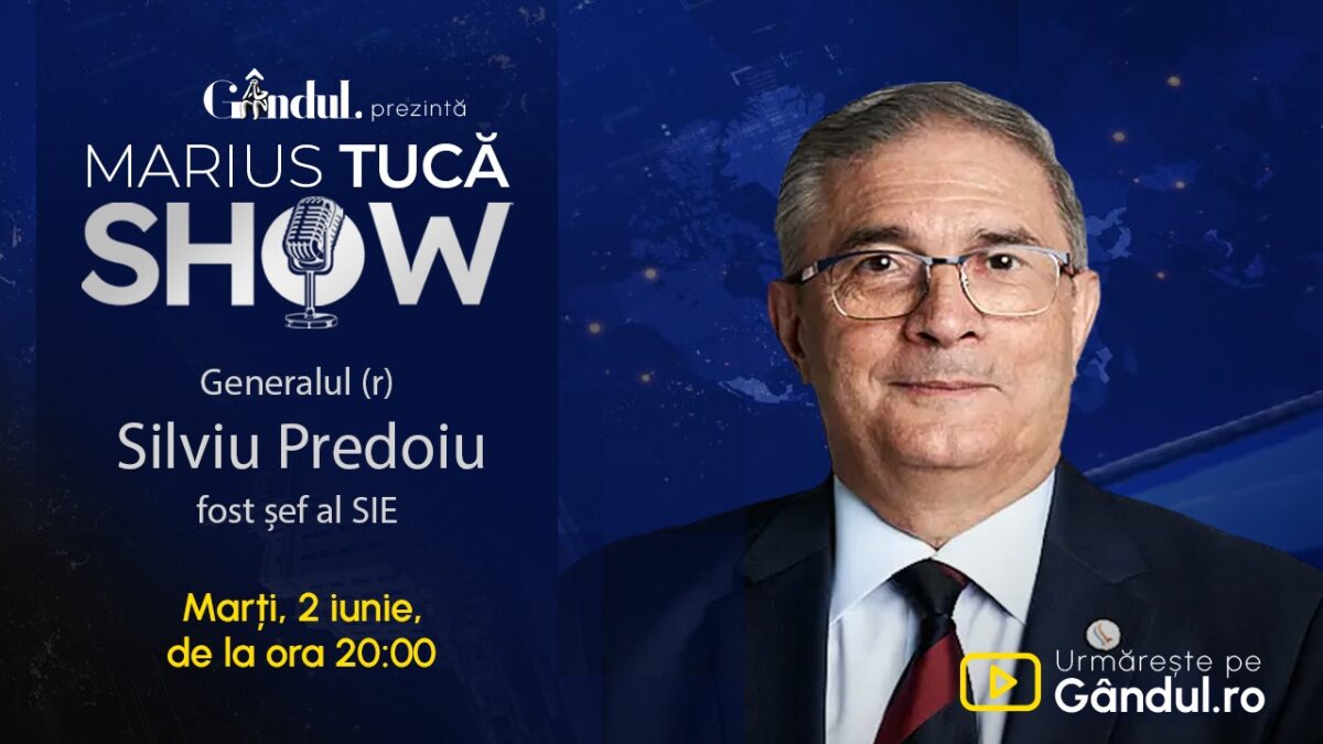 Imagine Stire Marius Tucă Show începe marți, 2 iunie, de la ora 20.00, live pe Gândul. Invitat: Gen (R) Silviu Predoiu | 2review.ro