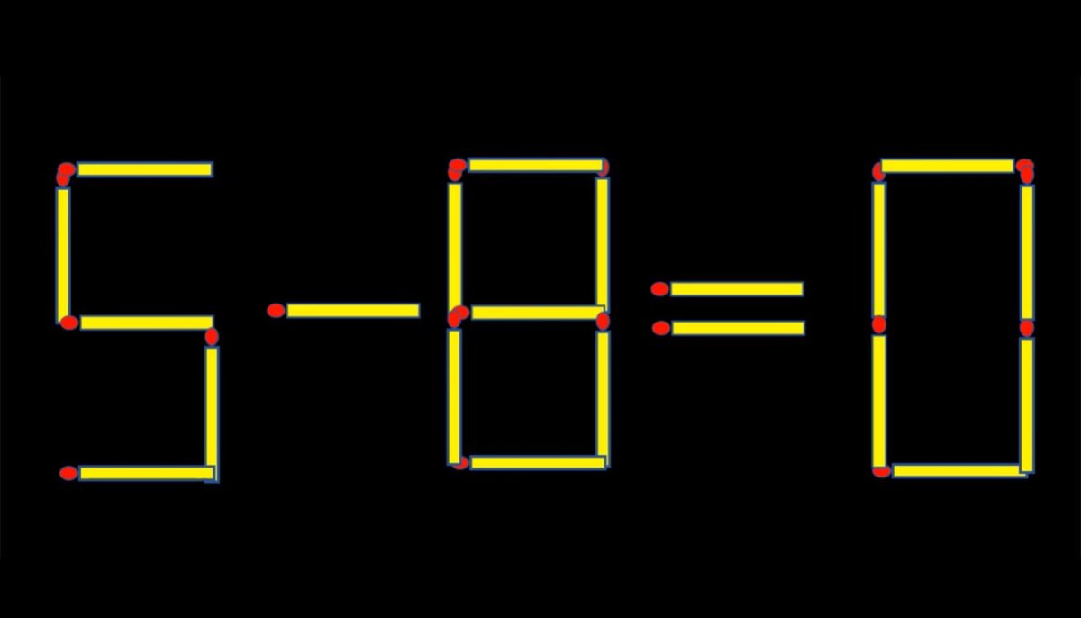 Test de inteligență | Mutați un singur chibrit pentru a corecta 5 – 8 = 0