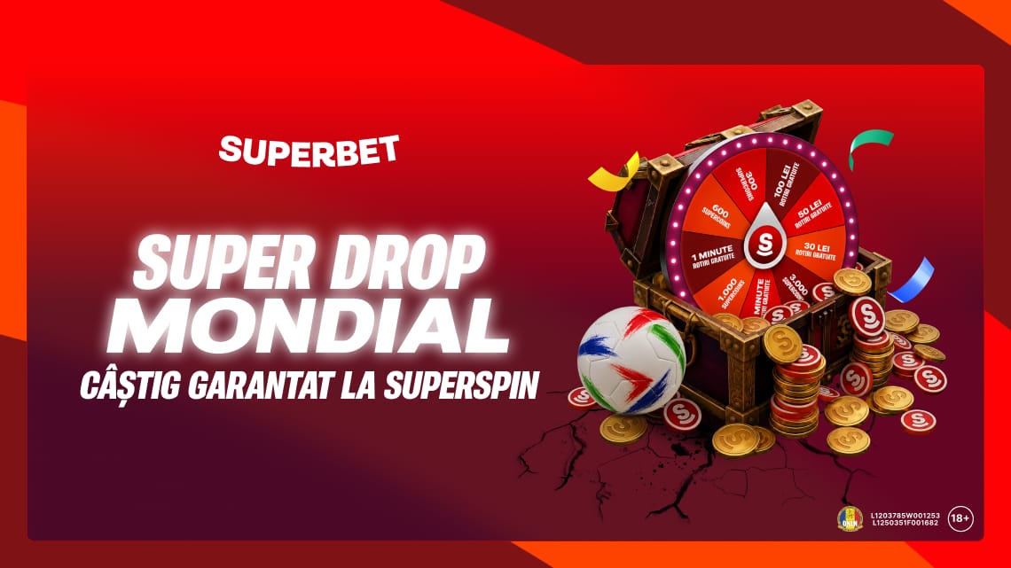 (P) Super Drop la SuperSpin: la startul turneului american, ai câștig garantat în rotiri gratuite sau Supercoins la roata Superbet