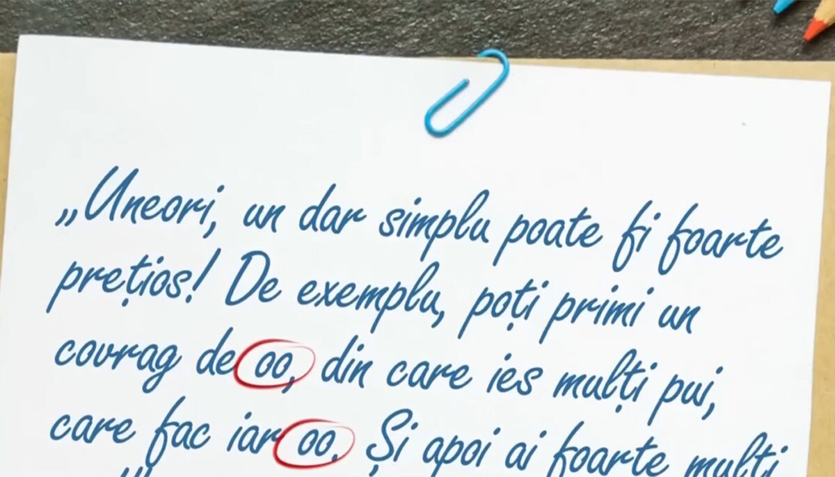 Încă o perlă ireală la proba de limba română de la Evaluare: „De exemplu, poți primi un covrag de oo, din care ies mulți pui, care fac iar oo. Și apoi..”