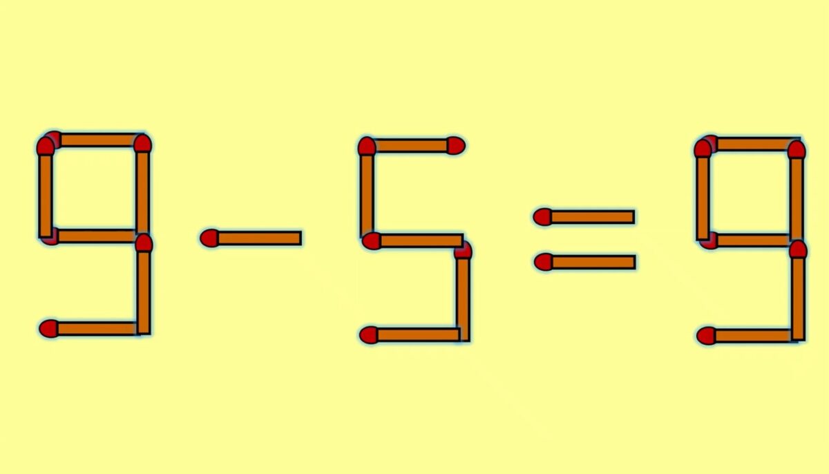 Test de inteligență | Mutați un singur chibrit pentru a corecta 9 – 5 = 9