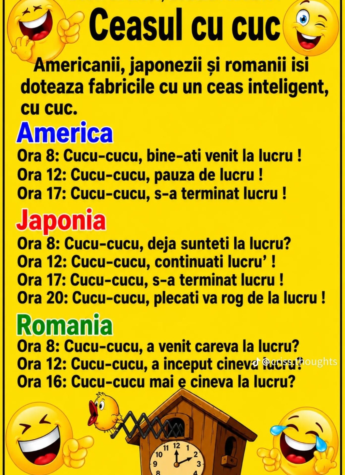 BANC | Ceasul cu cuc: SUA vs Japonia vs România