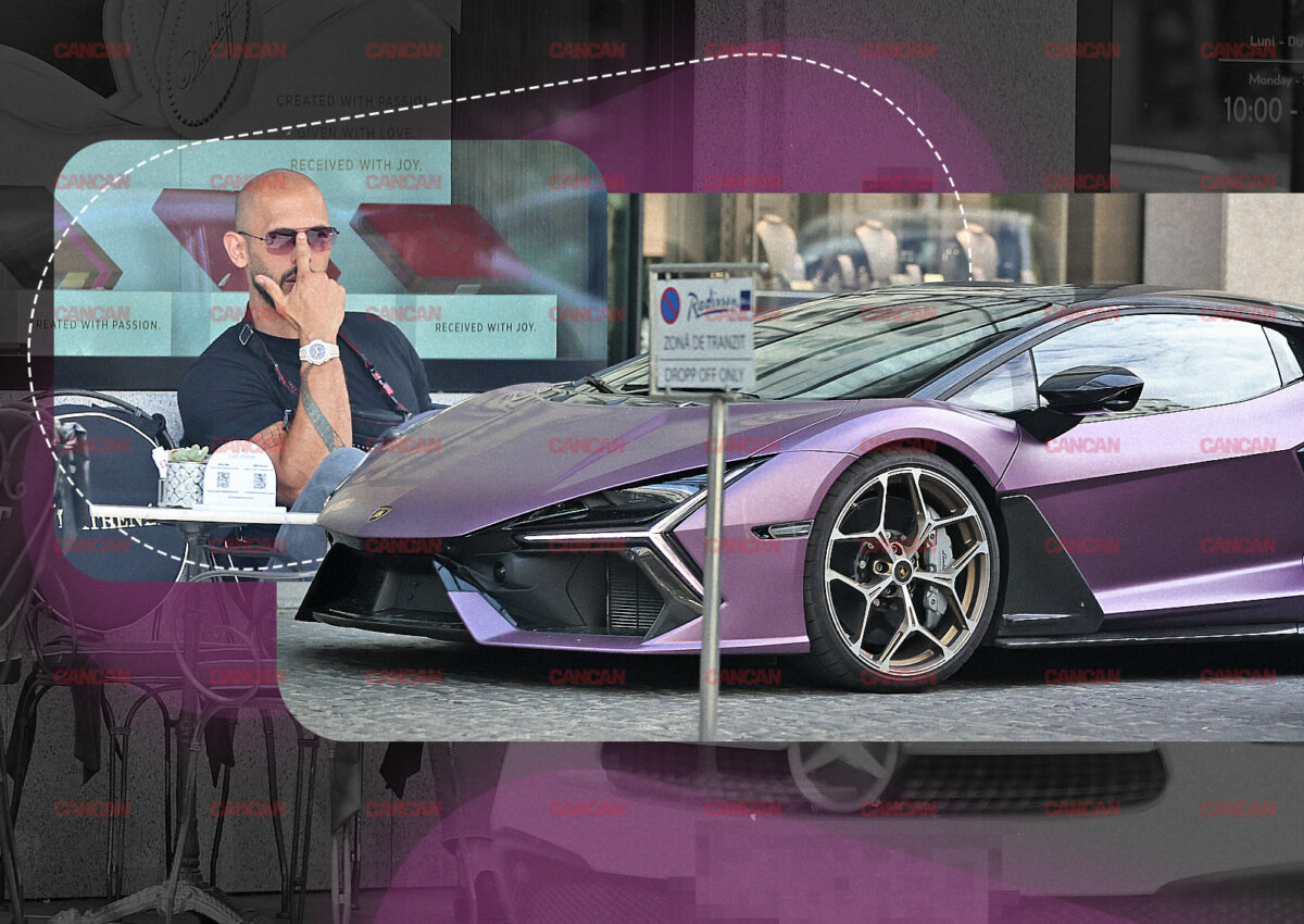 Andrew Tate a schimbat foaia! Milionarul a lăsat Koenigsegg-ul acasă și a scos Lamborghini-ul purpuriu la Athénée