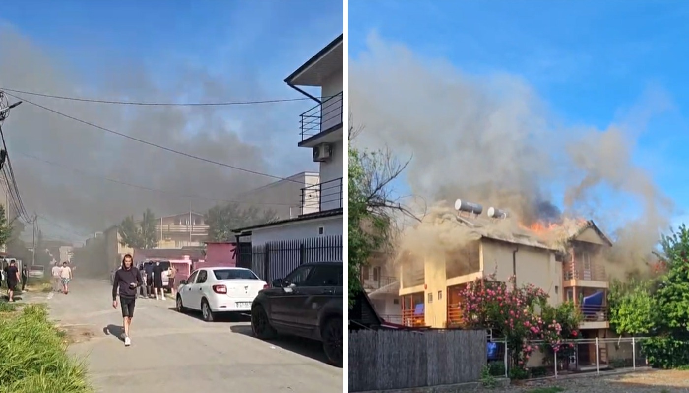Incendiu devastator în Costinești! Pompierii au intervenit cu trei ...