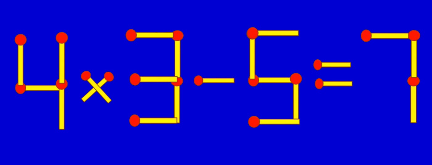 Test IQ cu chibrituri | Corectați 4 x 3 + 5 = 1, mutând un singur băț