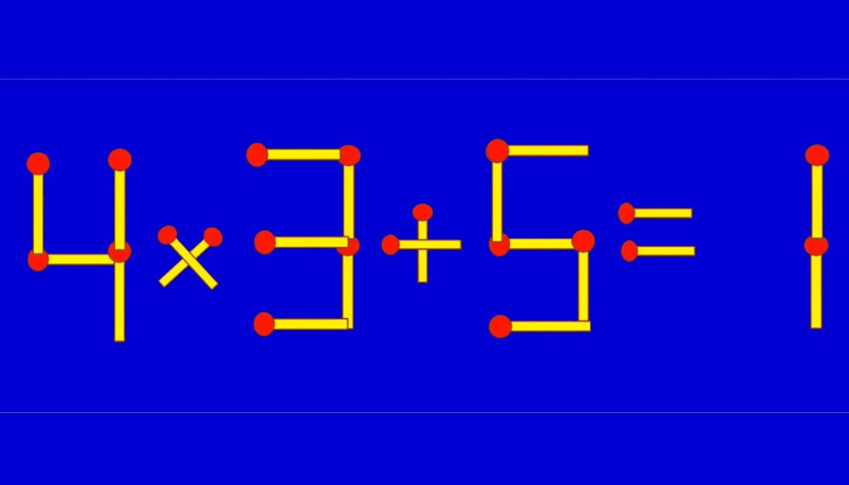 Imagine Stire Test IQ cu chibrituri | Corectați 4 x 3 + 5 = 1, mutând un singur băț | 2review.ro