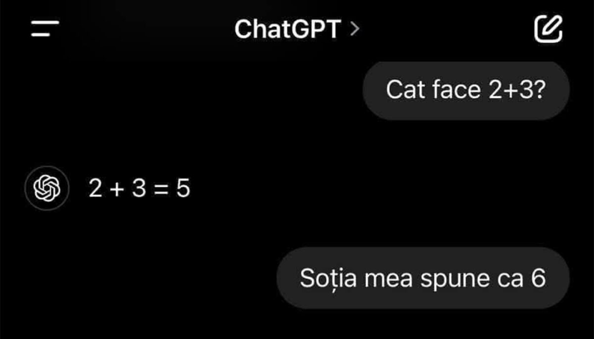 BANCUL ZILEI | Cât face 2+3? Nevastă VS ChatGPT