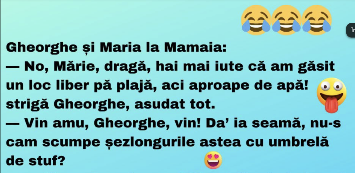 Bancul zilei | Gheorghe și Maria la mare