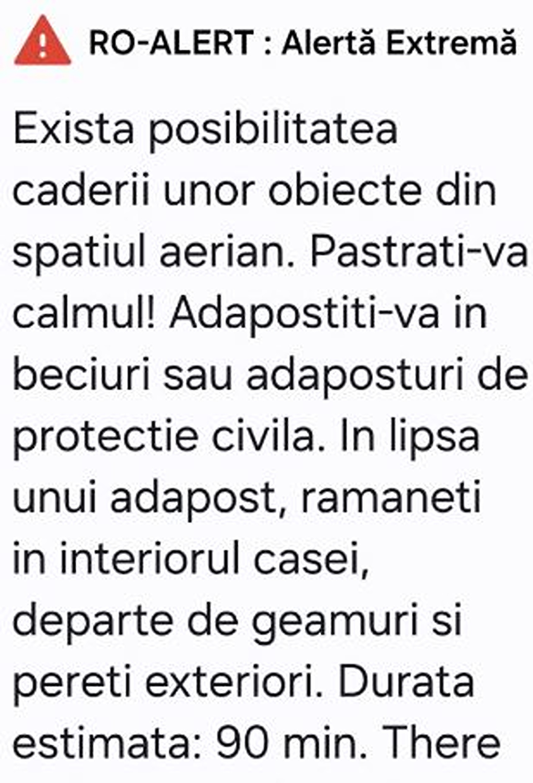 Mesaj RO ALERT