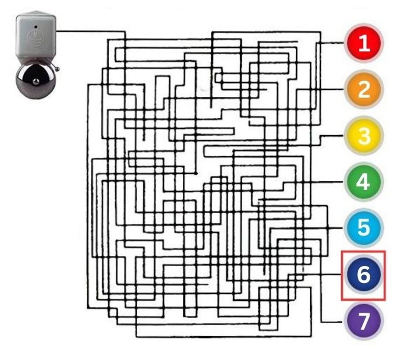 Test de inteligență exclusiv pentru genii | Care buton este conectat la sonerie?