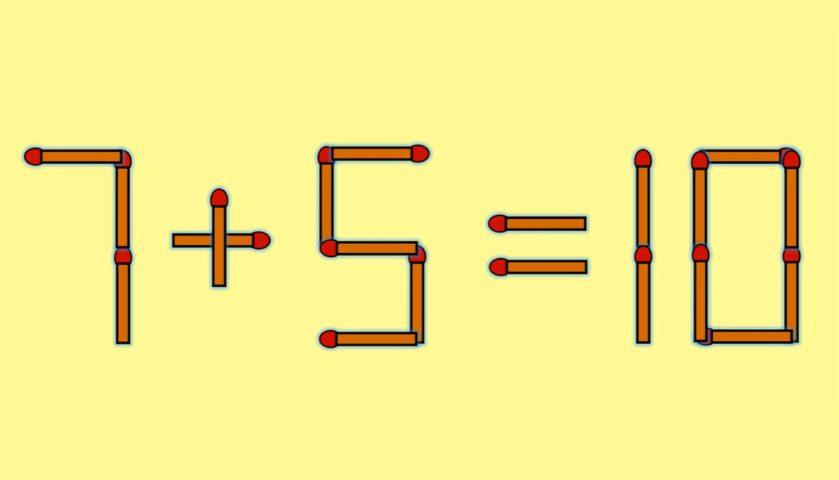 Test de inteligență | Mutați un singur chibrit pentru a corecta 7 + 5 = 10
