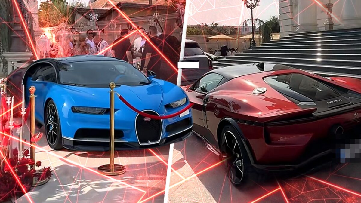 Imagini virale la o nuntă din Timișoara! Mirii au primit cadou un Bugatti Chiron