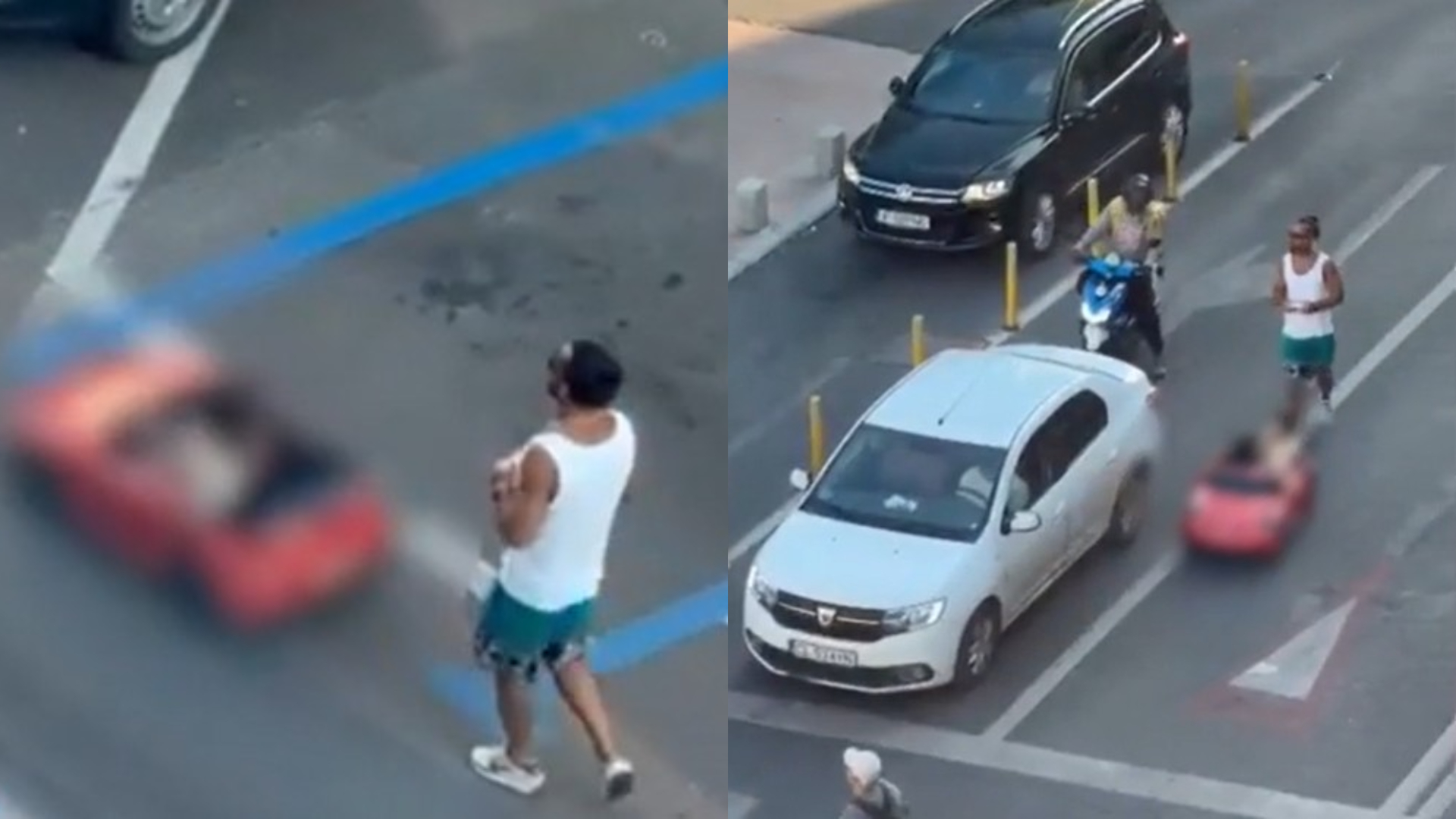 Un tată și-a plimbat fiica pe șosea, în plin trafic, într-o maşină electrică de jucărie. Ce amendă riscă