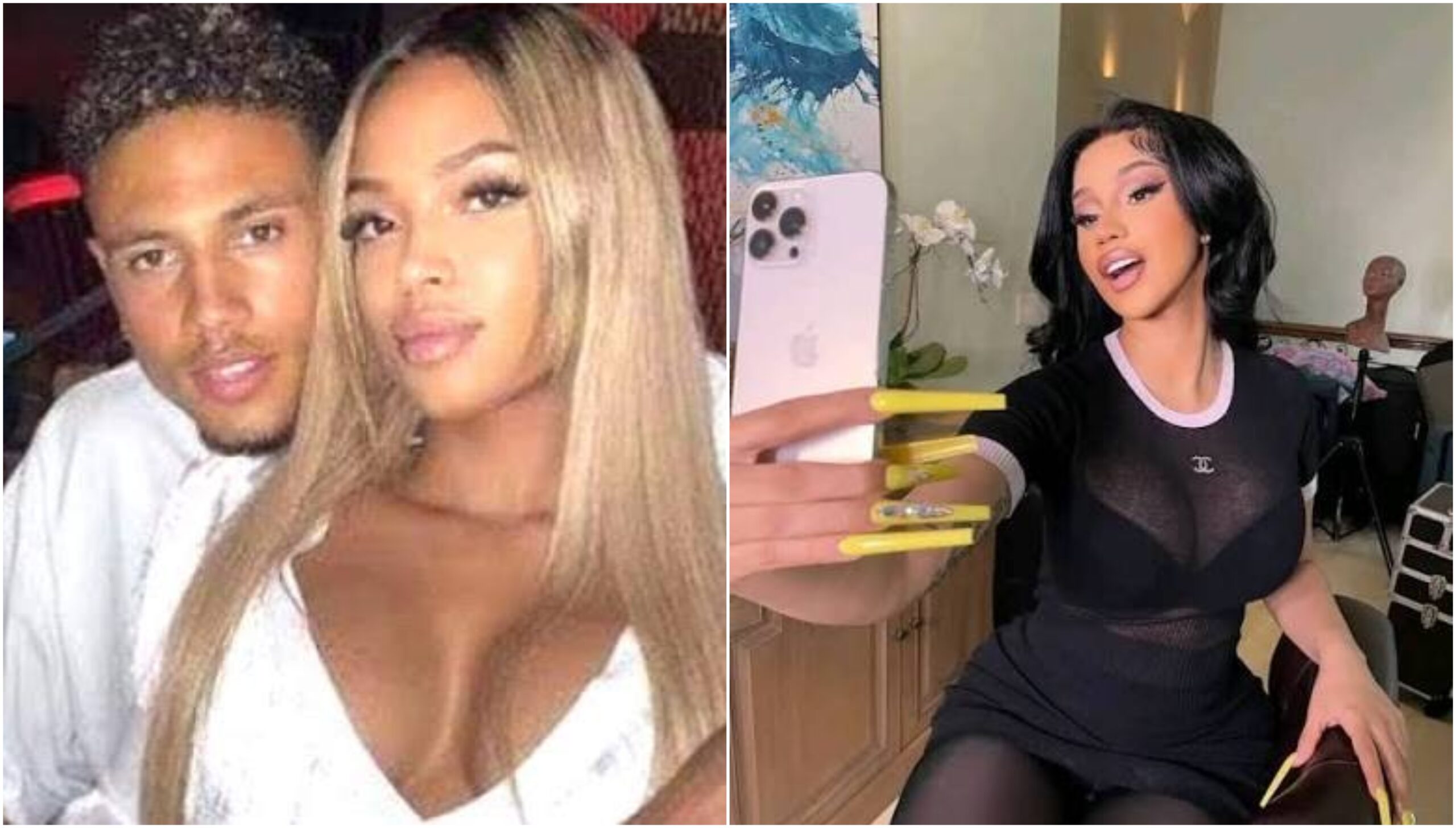 Mama copilului lui Okoye ( foto stânga) l-a acuzat de infidelitate după ce acesta a fost văzut cu Cardi B ( foto dreapta) 