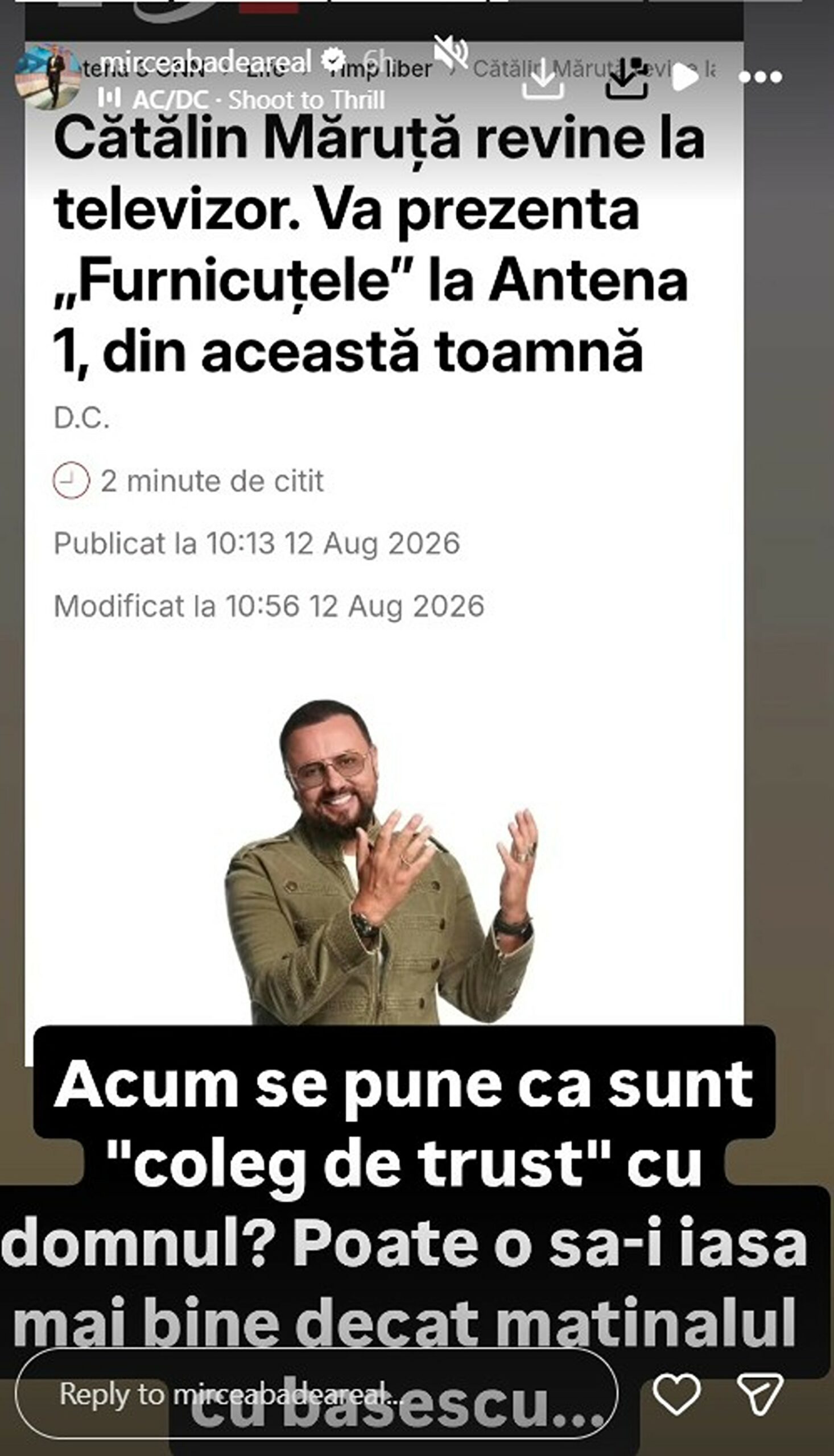 Reacția lui Mircea Badea după transferul lui Cătălin Măruță la Antena 1. „Acum se pune că sunt coleg de trust?”