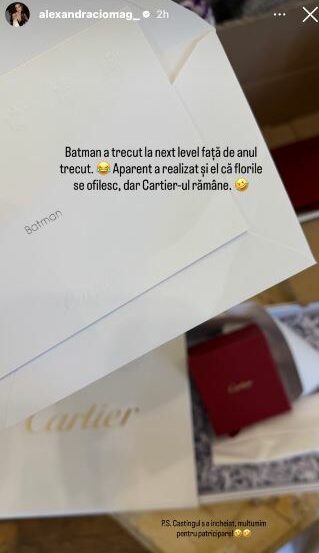 Alexandra se laudă cu darurile primite de la iubi