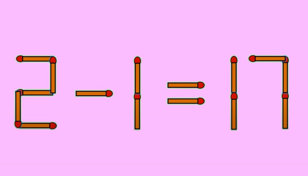 Test IQ cu chibrituri | Corectați 2 – 1 = 17, mutând un singur băț